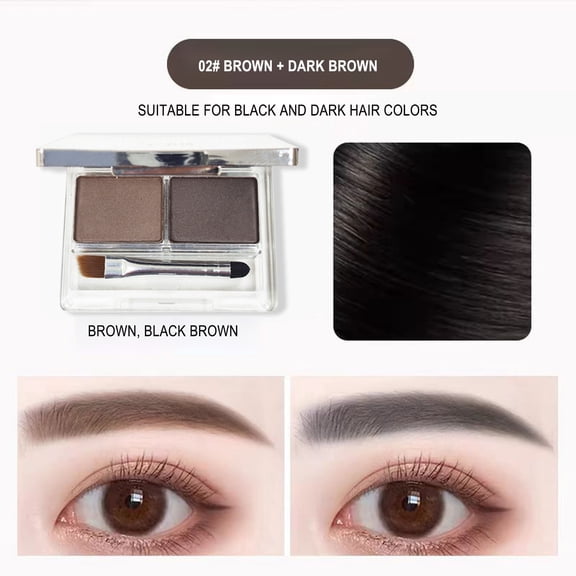 YiFudd 2-Color Eyebrow Powder Kit, Brown Dark Brown, Buildable Brow Powder with Brush, Waterproof Long-Lasting Eyebrow Makeup, 5g / 0.18 oz