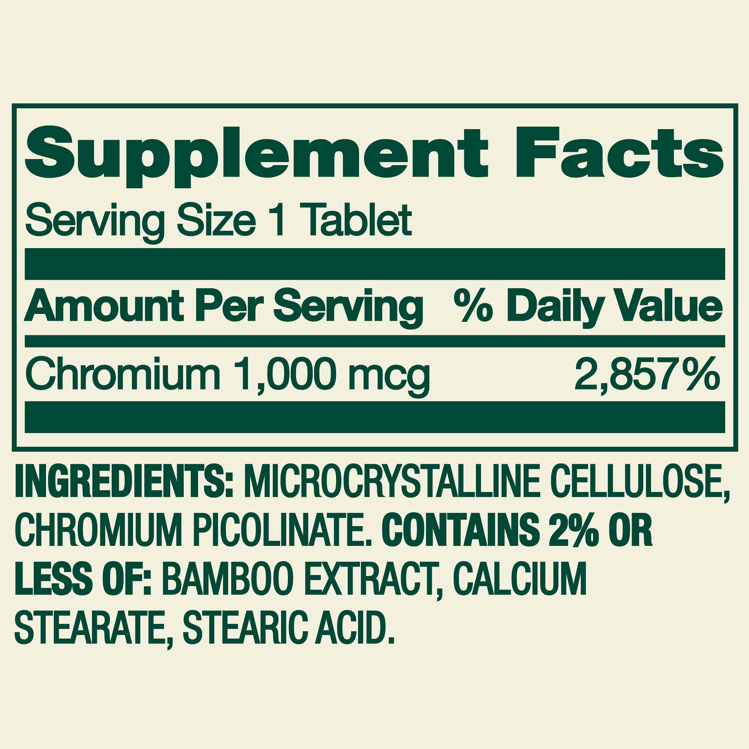 (3 pack) Spring Valley Chromium Metabolism Support Dietary Supplement Tablets, 1,000 Mcg, 100 Count