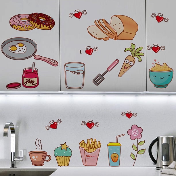 Pegatinas de pared para cocina, calcomanías de arte para pared, decoración autoadhesiva para restaurante, papel tapiz de PVC, murales artísticos para