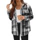 thumbnail image 1 of Chaquetas y abrigos casuales con capucha de manga larga para mujer, camisas a cuadros de franela a la moda, bolsillos, abrigos de manga larga para mujer, 1 of 3