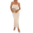 thumbnail image 1 of Vestido PRETTYGARDEN Tubo Strapless Ajustado Maxi Beige XXL, 1 of 7