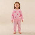 thumbnail image 2 of CPNG Toddler Baby Girls Adorable Heart Embroidery Set Fall Winter Crewneck Long Sleeve Pullover Tops and Sweatpants 2 Pcs Set(Pink,2-3 Years), 2 of 9