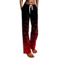 thumbnail image 5 of Garbnen Halloween Pants Pajamas Ghost Print Women’s Lounge Pants Comfy Cute Elastic Waist Fall Winter Wide Leg Women Sleep Pants Red XXL, 5 of 7