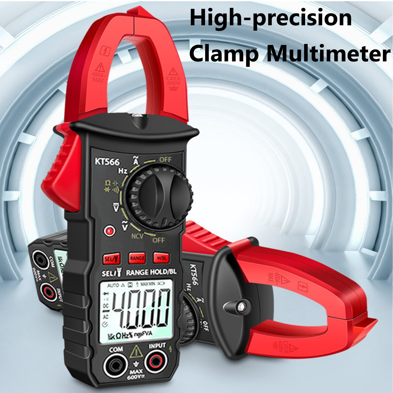 Pecham Digital Clamp Meter, 4000 Counts Multimeter Tester with NCV, Live Wire Detection Amp Ohm Volt Measures AC Current, Electrical Meter with LED Flashlight for Home & Automotive