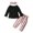 Black, variant on Zwiiyzr 2024 Toddler Girls Fall Cotton Outfit Lace Collar Long Sleeve Romper with Printing Floral Pants Headband Suit Baby Clothes Black