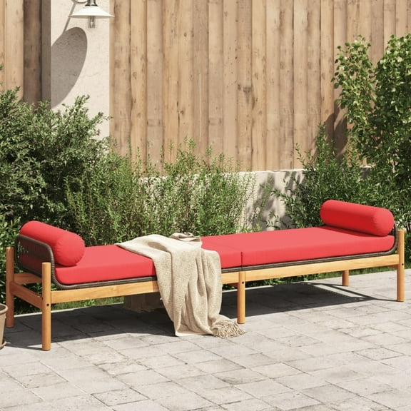 vidaXL Patio Bench with Cushion Brown Poly Rattan Acacia
