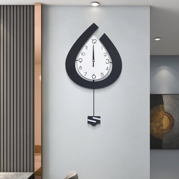 DENEST Modern Silent Wall Clock with Pendulum for Stylish Living Room Decor