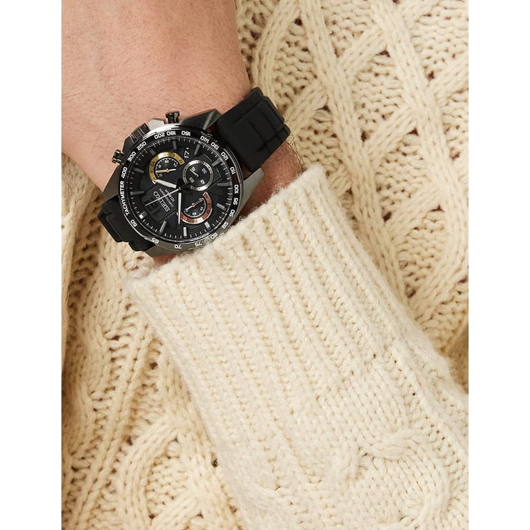 Seiko Men's Chronograph Quartz Watch, Black Dial, Stainless Steel