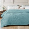 thumbnail image 3 of Exclusivo Mezcla Fuzzy Fleece King Size Bed Blanket, Lightweight Fluffy Solid Velvet King Blankets, 90x104 Inches, Slate Blue, 3 of 11