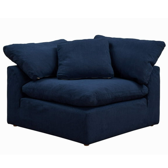Modular Sectional Sofa, Deep Seating Couch, Washable Slipcovered Sofa, Navy Blue, Living Room Furniture