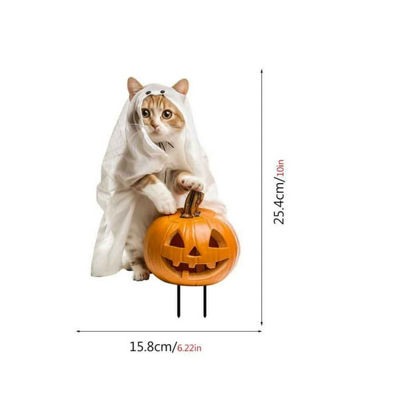 Nmdmisc Halloween Patio Ground Plug Garden Witch Hat Cat Holiday Decor Insert Halloween Kitty With Witch Hat And Pumpkin