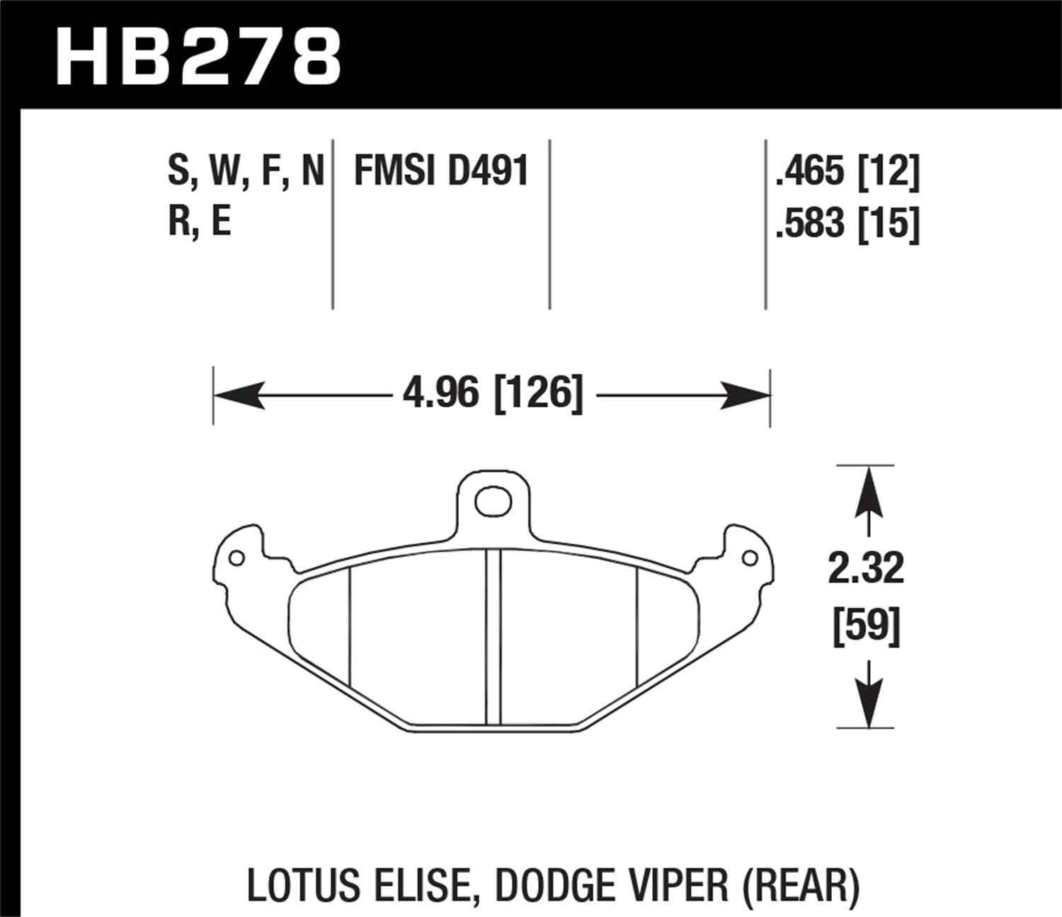 Hawk HPS Street Brake Pads Fits select: 1992-2000 DODGE VIPER