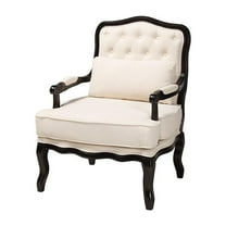 Baxton Studio Dion Traditional French Cream Fabric and Wenge Brown Finished Wood Accent Chair