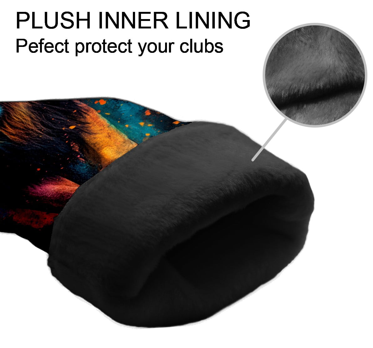 Golf Club Covers PU Leather Waterproof Head Covers for Fairway Woods Hybrids Ferocious Lion