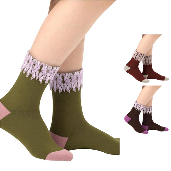 Xijirk Fringe Lace Crew Socks Color Block Cotton Ankle Socks Size:5-8 Years