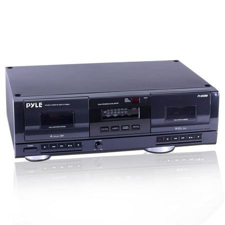 PYLE PT659DU - Dual Stereo Cassette Deck w/Tape USB to MP3