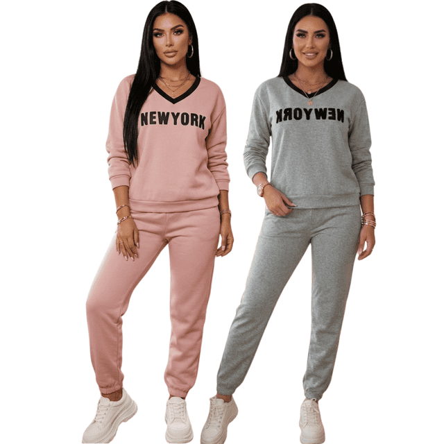 Pack de 2 Conjuntos Estilo Deportivo Urbano, Sudaderas y Pants Cómodos para Mujer