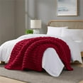 thumbnail image 2 of Madison Park 50 x 60" Contemporary Chenille Chunky Knit Throw in Red, 2 of 9