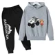 thumbnail image 3 of Conjunto de sudadera con capucha y pantalones de polar para niños, conjunto de 2 piezas, chándal, estampado de cabeza grande de Sasquatch furtivo, 3 of 5