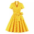 thumbnail image 1 of Vestido de Manga Corta para las Mujeres, Mid-Rise Turndown Cuello Vestido Casual, Moda Ocio Estilo de Verano, 1 of 6
