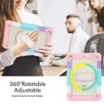 thumbnail image 2 of Case for iPad 6th / 5th Gen (2018 2017) / iPad Air 2 / iPad Pro 9.7 inch with Screen Protector, 360 Degree Rotating Kickstand Hand Strap Shockproof Cover with Shoulder Strap, Rainbow Pink, 2 of 7
