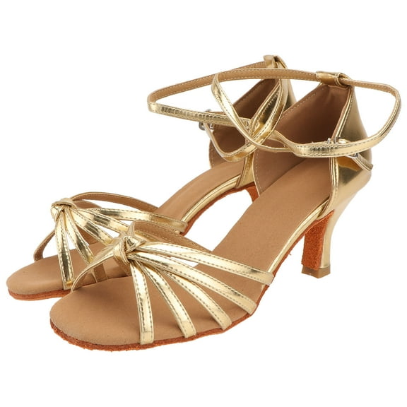 ROSENICE High Heel Shoes For Women Latin Dance Sandals Golden Satin 1 Pair