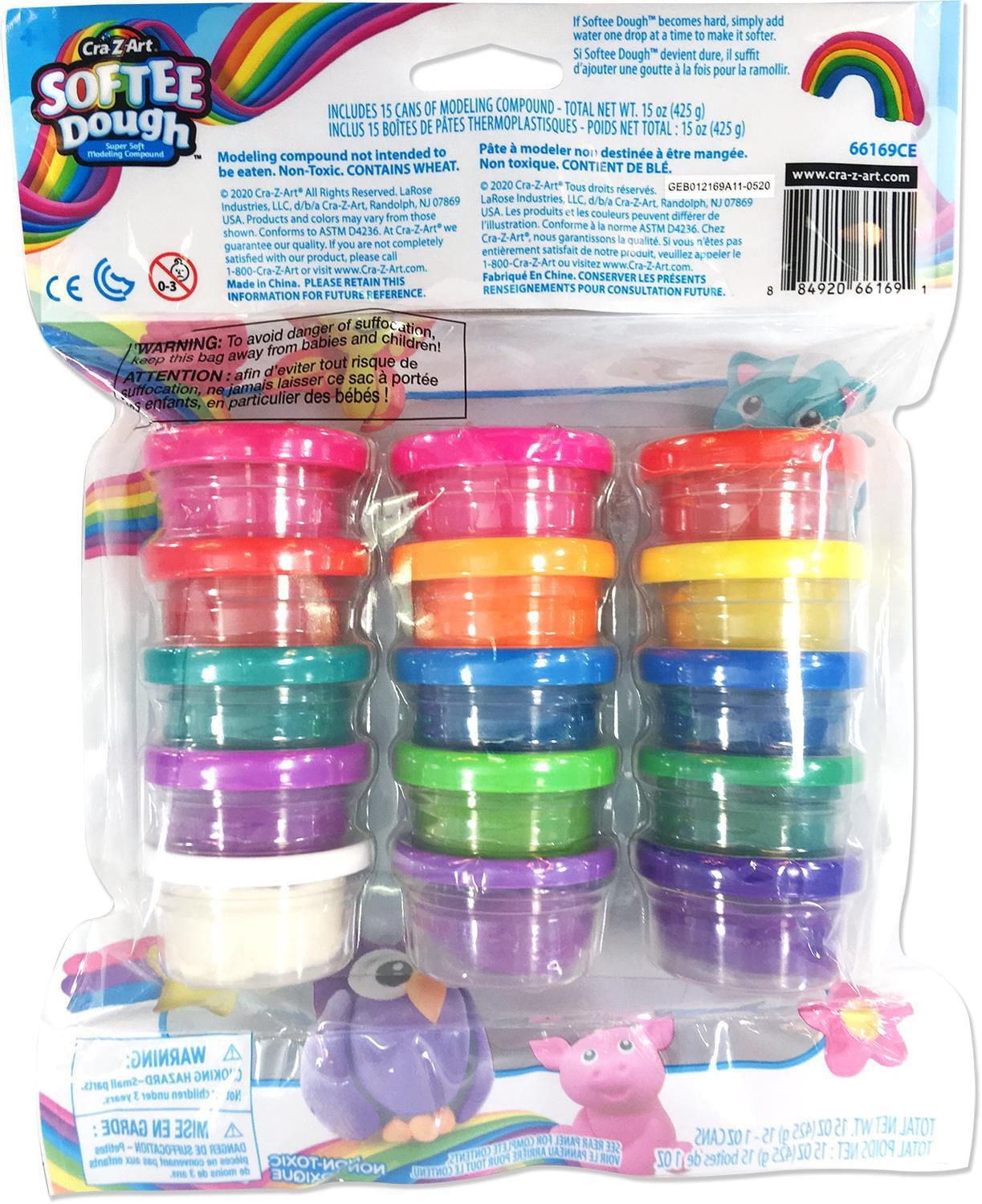 Cra-Z-Art Softee Dough 15 Piece Super Party Pack, Rainbow Coloured Moulding Dough Kit for Kids