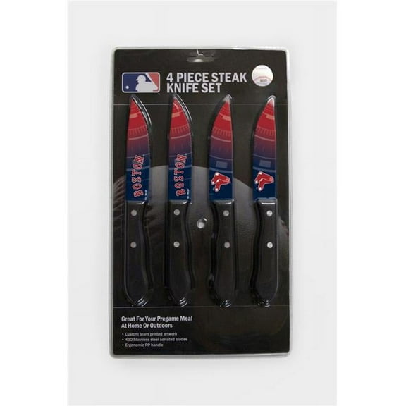 The Sports Vault - MLB 4-Piece Stainless Steak Knife Set, Boston Red Sox