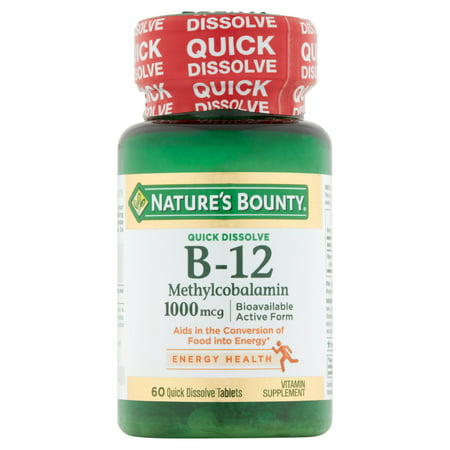 Nature's Bounty B-12 méthylcobalamine vitamine comprimés supplément, 1000mcg, 60 count
