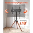thumbnail image 4 of VEVOR Tripod Easel TV Stand, for 40-65 inch Flat Screen/Curved TVs Up to 99 lbs, 18° Left-Right Rotation Portable TV Stand with Oak Wood Legs, for Bedroom, Living Room, Studio, MAX VESA 600 x 400 mm, 4 of 9