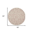 thumbnail image 5 of 5' Cream Round Damask Power Loom Area Rug, 5 of 8