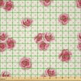 thumbnail image 2 of Ambesonne Retro Fabric by the Yard Microfiber, Rose Blossoms on Polka Dots, 1 Yard, Cream Pale Pink, 2 of 4