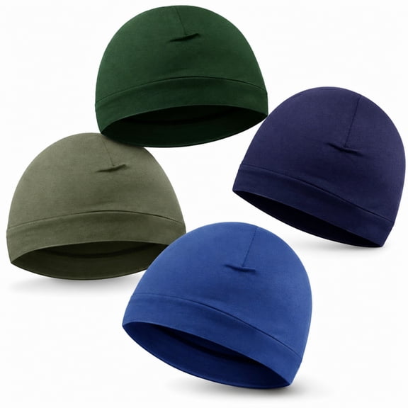 stcellnmex 4 Pcs Cotton Skull Caps for Men Women Breathable Beanie Thin Sleep Hat Night Running Cap Helmet Liner for Cycling Gym