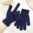 thumbnail image 2 of Fgnfyis Winter Gloves for Women Soft Knit Full Coverage Fingerless Design Modern Minimalist Style Warm Winter Handwear Candy Color Mittens Navy, 2 of 3
