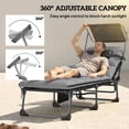 thumbnail image 3 of Set of 2 Outdoor Chaise Lounge Chairs, Light Grey Folding Sun Loungers with 5-Position Adjustable Backrest, 360° Canopy, Removable Cushions for Patio, Beach, and Camping, 3 of 7