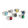 thumbnail image 4 of QQTDFG Men Women Round Multicolor Stone Ring Silver Stainless Steel Pinky Party Gift-White-12, 4 of 9