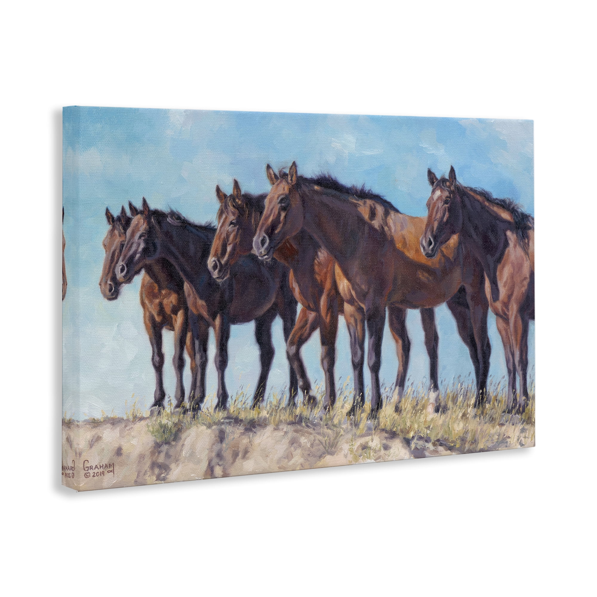 Stupell Industries Horse Herd Overlooking Desert Animals & Insects Painting Gallery Wrapped Canvas Art Print Wall Art, 36 x 24