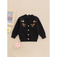 thumbnail image 2 of Franhais Baby Girl Knitted Cardigan with Flower Embroidery, Single Breasted Sweet Spring Clothing, 2 of 8