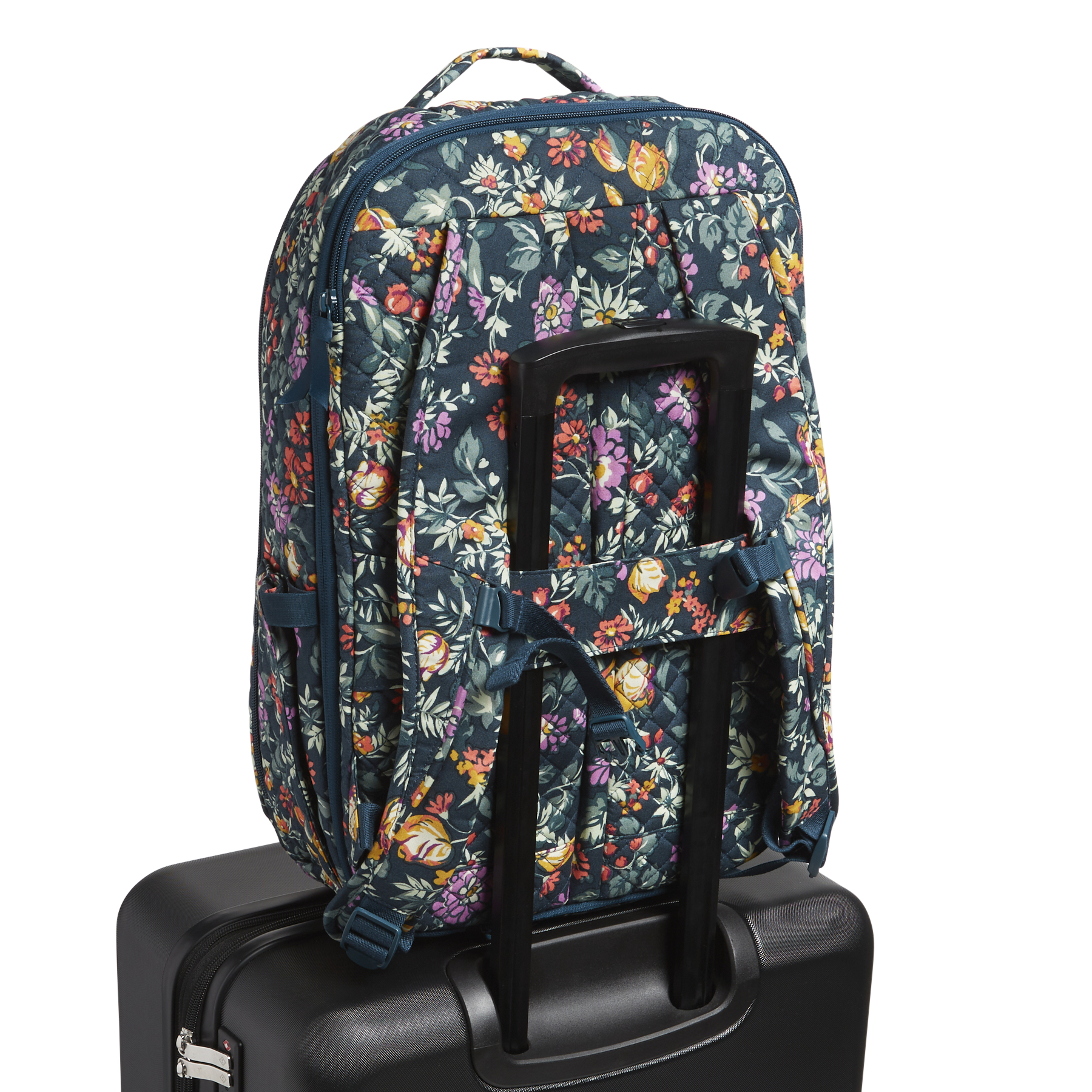 Vera Bradley Women's Cotton Large Travel Backpack Perennials Gray