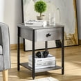 thumbnail image 2 of HOMCOM Bedside Table, Industrial Nightstand with Drawer and Storage Shelf, Accent End Table for Bedroom, Living Room, Grey, 2 of 10