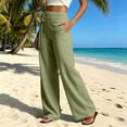 thumbnail image 3 of GILIGEGE Women's Cotton Linen Pants Elastic Drawstring Sweatpants Lounge Trousers with Side Pockets Loose Palazzo Pants Trendy Pants Stretchy Lightweight Trousers Outfits for Women Trendy Green, 3 of 4