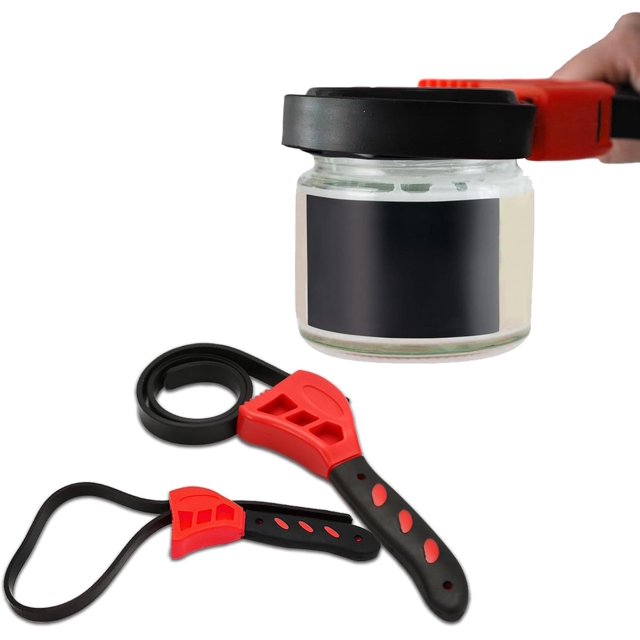 HUGFEGWE 2PCS Oil Filter Wrench Set, Car Rubber Strap Wrenches, Adjustable Rubber Strap Wrench, 6In+ 8In Automotive Multifunctional Belt Wrench Fit Mechanics Plumbers U2537-6174