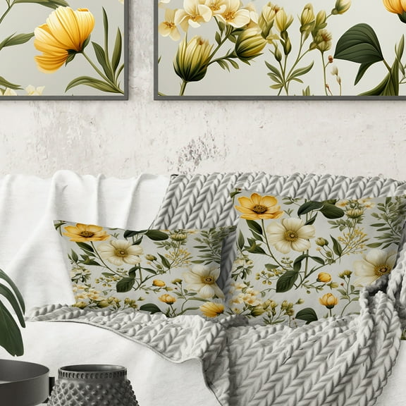 Designart "Neutral Botanical Harmony III" Boho Printed Throw Pillow