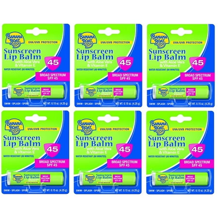 Banana Boat with Aloe Vera and Vitamin E UVA/UVB Protection Sunscreen Lip Balm, Broad Spectrum SPF 45, 0.15 Oz (Pack of 6) + Facial Hair Remover Spring