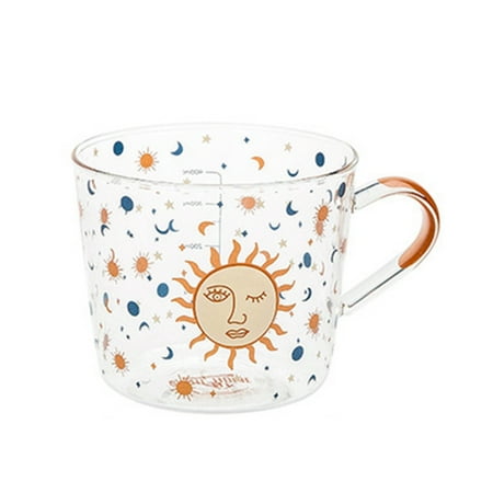 

500Ml Scale Glass Mug Breakfast Milk Coffee Cup Household Couple Water Cup Pattern Drinkware Cup -
