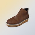 thumbnail image 1 of Chaussures pour Femmes Talon Compensé Bottines Plates Fermeture Éclair Latérale Bout Rond Couleur Unie Plateforme Nude, 1 of 5