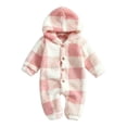 thumbnail image 2 of Bovxnpu Newborn Bodysuits Toddler Kids Winter Fleece Hooded FooTied Romper Jumpsuit Bottoms, 2 of 7