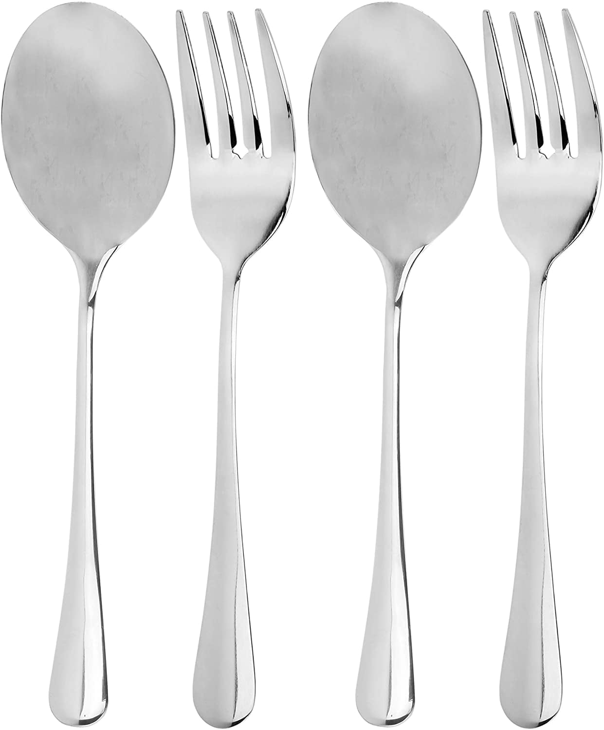 Serving Spoons & Large Serving Forks Set (4 pack, 2 of each)