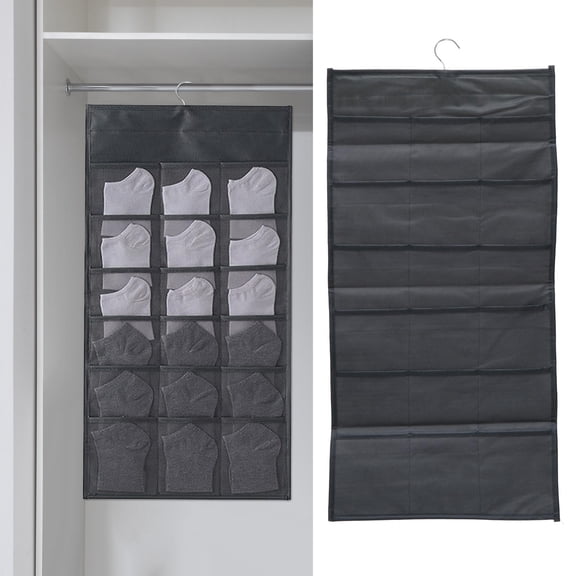 LEORX Hanging Mesh Storage Bag Multi Grids Grey Cloth 1Pack