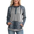 thumbnail image 1 of Sudadera con capucha de manga larga con estampado de leopardo, diseño de costuras, sudadera con capucha para mujer con bolsillo para el hogar, viajes, oficina, gris claro M, 1 of 6